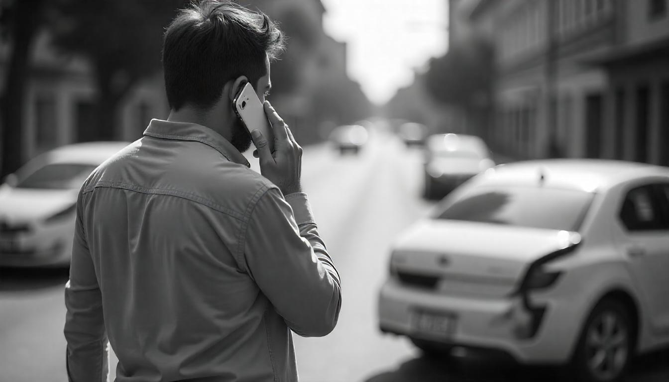 Cliente de seguro auto da Continente Seguros ligando para Maickel Coelho após um acidente de carro para entender sobre o acionamento da franquia do seguro.